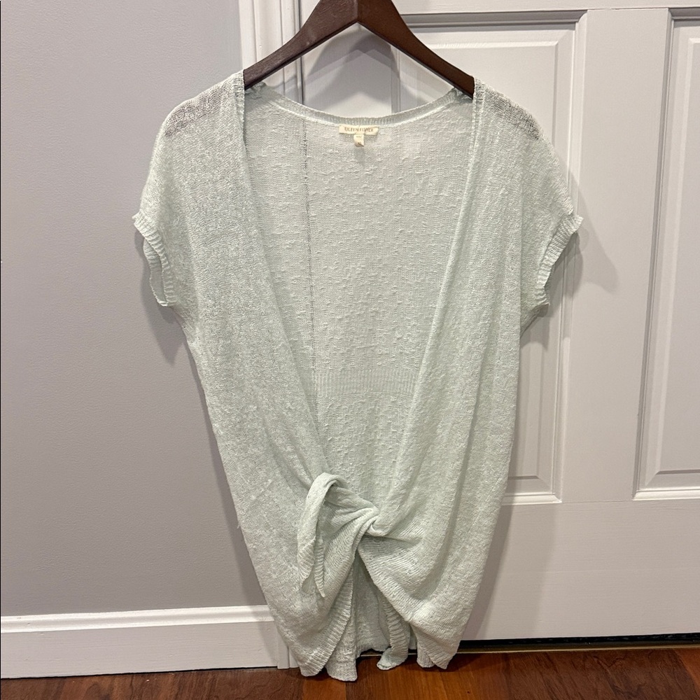 Eileen Fisher Light Green Knotted Cardigan